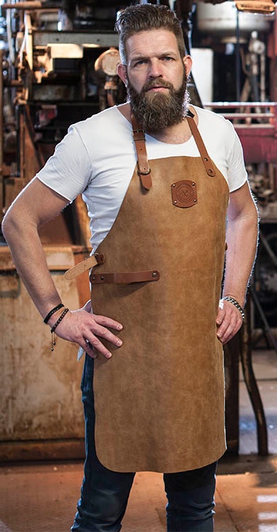 Schürze + Latz Leder 82x60cm beige